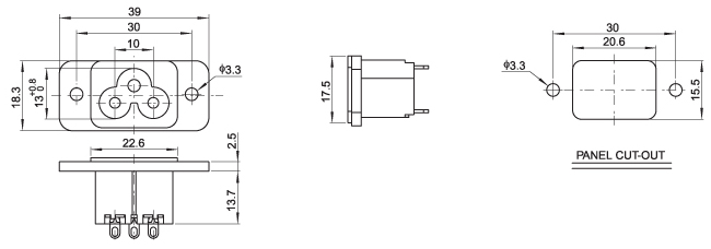 AC电源插座DB-6-3S1S1